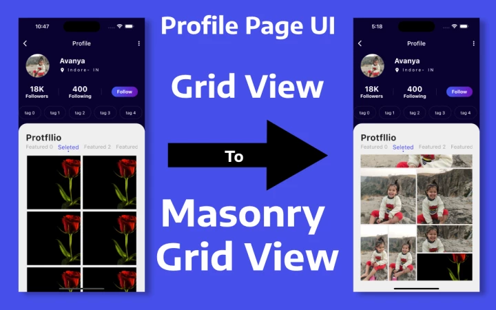 Flutter: Create Profile Page UI  With Masonry Gallery View