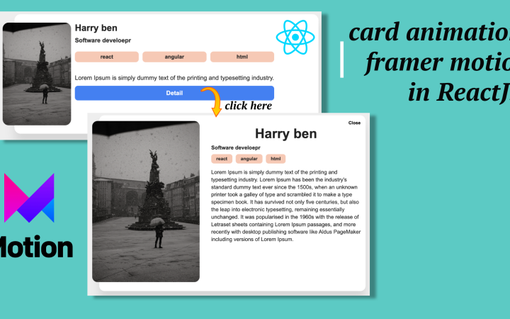 Card animation with ReactJS and framer motion - Devhubspot