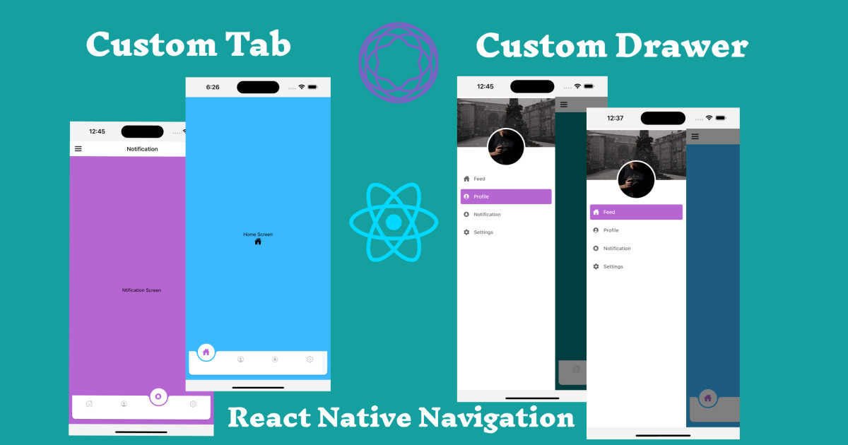 React Navigation navigation Tutorial for beginners | Custom Tab and custom drawer Navigators