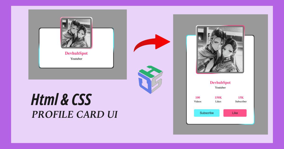 🔴 Animated Profile Card UI Design using Html & CSS | devhubspot