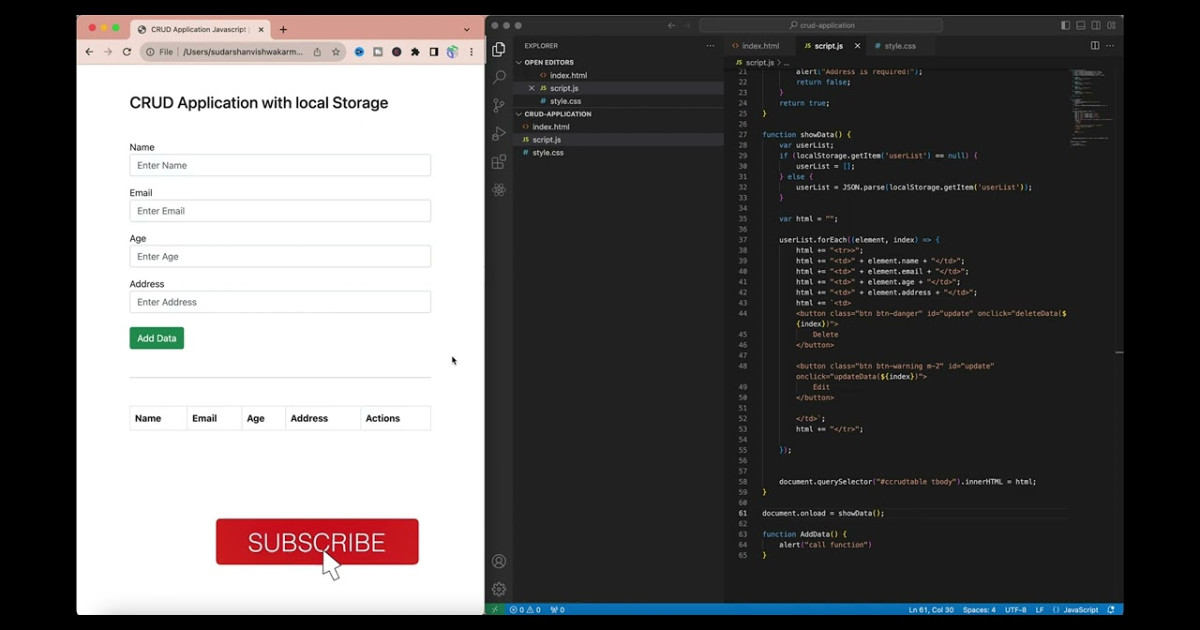 JavaScript CRUD Application With Local Storage - HTML5 CSS3 & JAVASCRIPT | Devhubspot