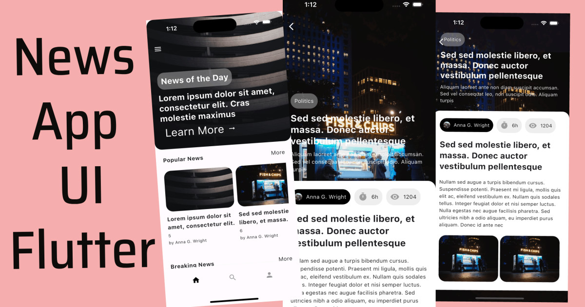 Flutter News App UI - Flutter UI  | Devhubspot